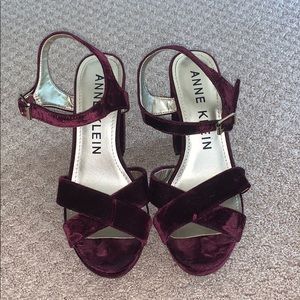 Anne Klein red velvet high heels